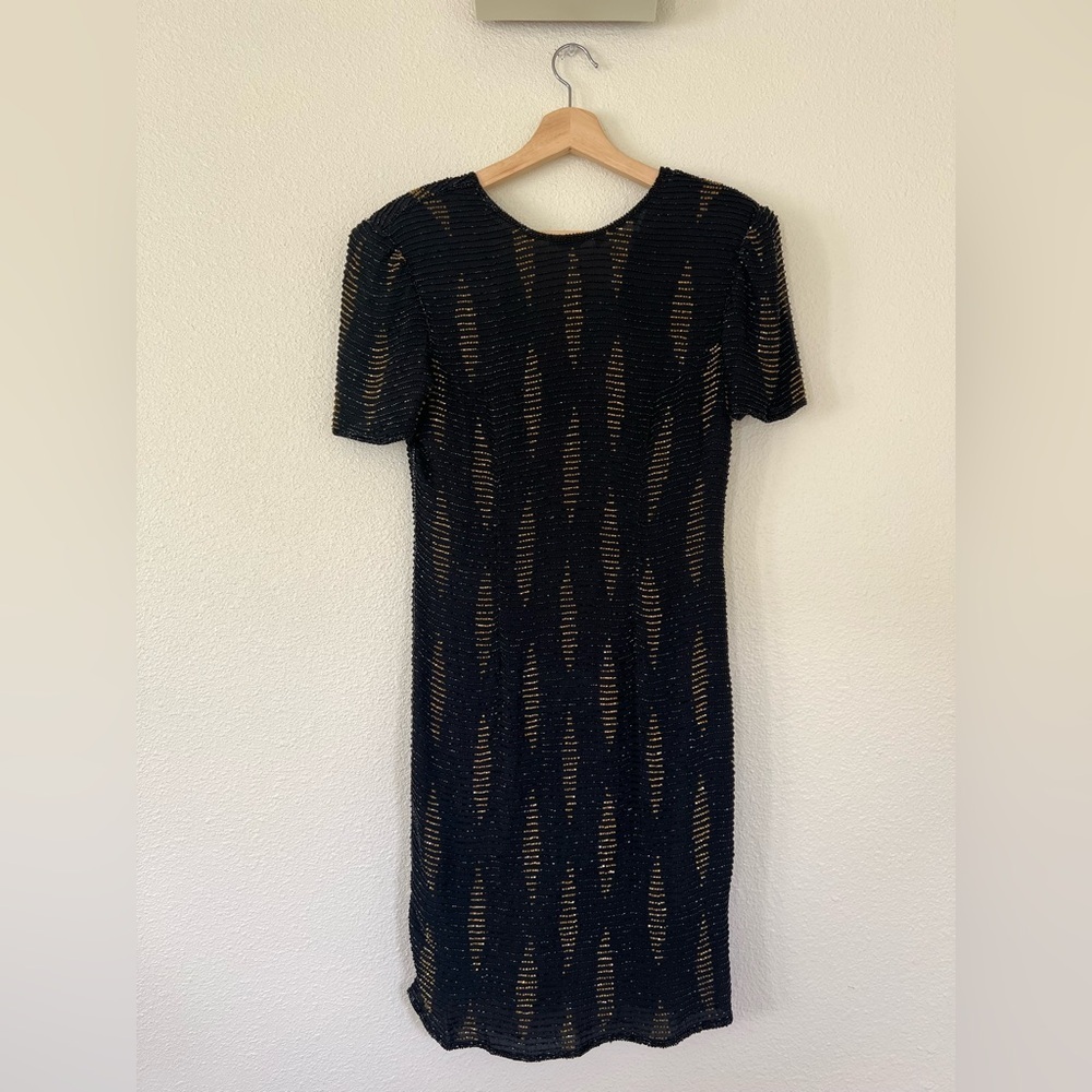 Leslie Fay Evening Silk Beaded Dresss